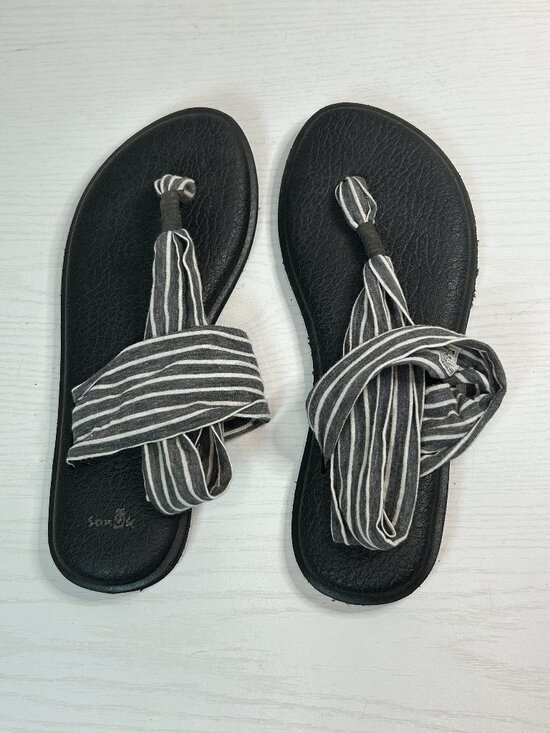 Sanuk Shoes - Sanuk Yoga Sling Sandals Women's Size 8 Gray White Stripe Boho Casual Comfort